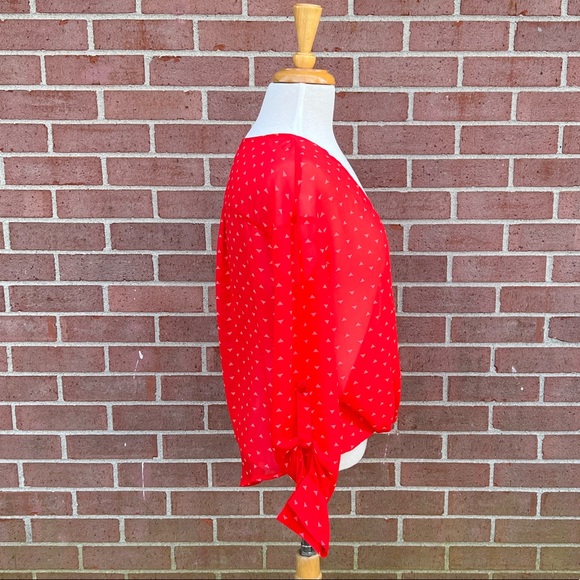 Decree Sheer Open Up Long Sleeves Strawberry Color with coral pink Accents Sz S - Picture 4 of 8